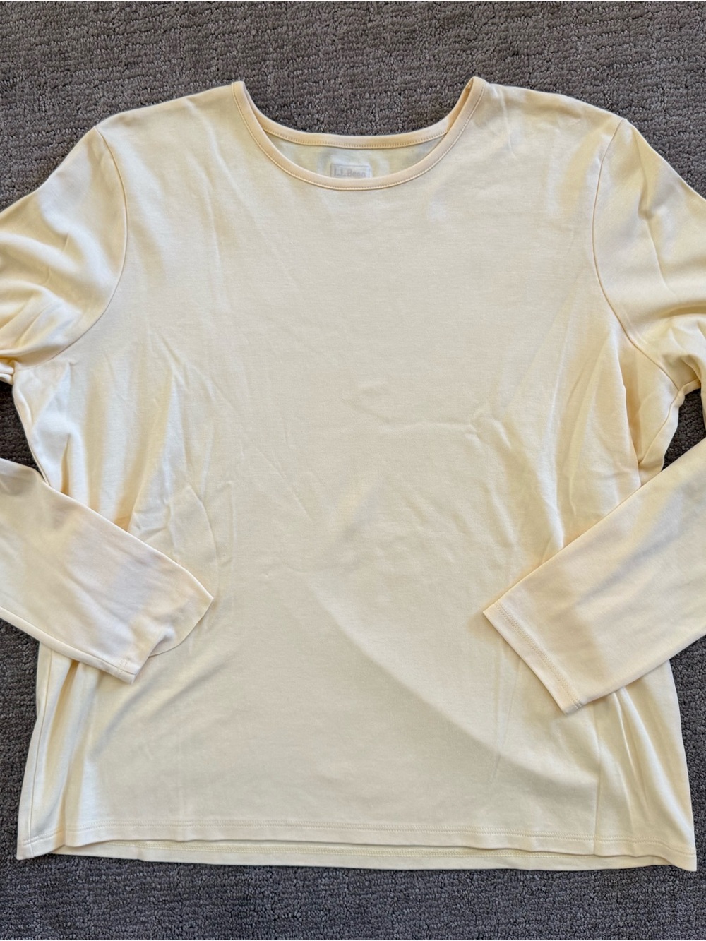 LL Bean Butter Yellow XL Cotton Cream Long Sleeve Tee